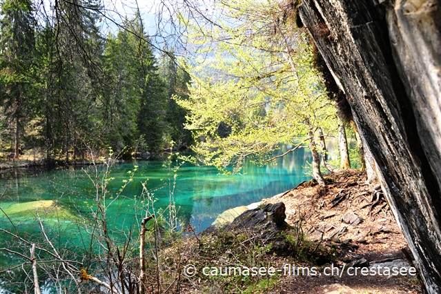 Blick ber den Crestasees mit seinen fantastischen Farben